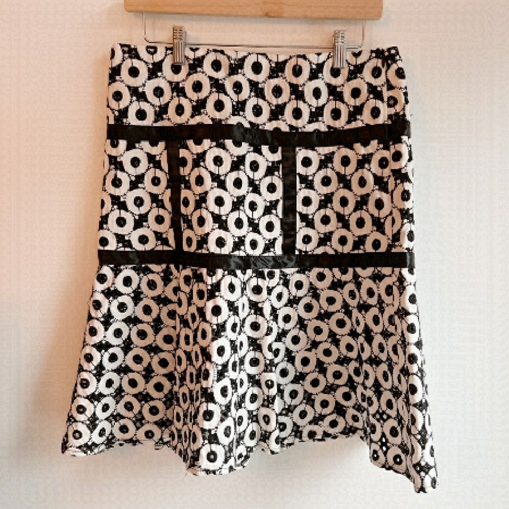 Dinh BA | Custom Made Black & White Heavy Eyelet A-Line Skirt